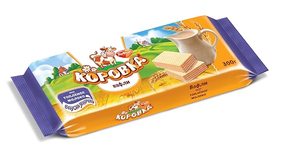Wafers KOROVKA with Baked Milk Filling 300g/10.58oz UNICONF Imported Russian Gourmet Sweeet Snack (Pack of 2)