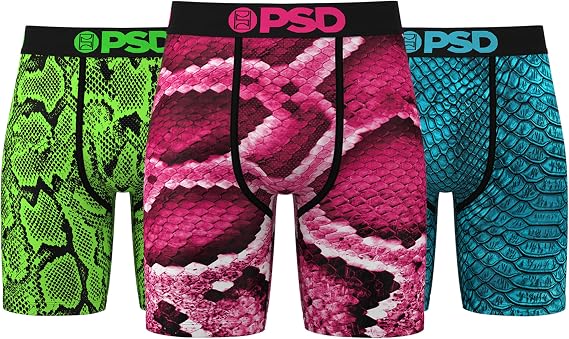 PSD Underwear Men's Skins Boxer Brief 3 Pack, Multi, S