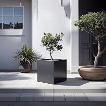 TerraGuard Demonte Küp Metal Saksı, Siyah, 53x53x53 cm, Paslanmaz Çelik, Büyük Boy, İç ve Dış Mekan Kullanımı