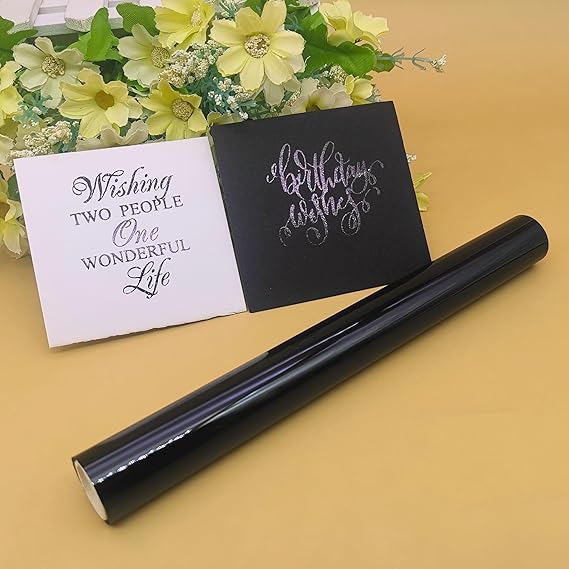 Black Laser Toner Reactive Foil Roll Metallic Transfer Hot Foil Sheet for Scrapbooking Paper Crafts/Planner/Invitation, 7.60IN Width,16.40FT Length,1/PK