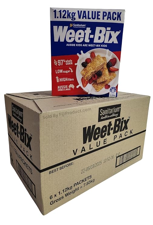 Weet-Bix (Case Pack Of 6 x 1.12kg Ea) 97% Wholegrain Weet-Bix gives you lasting goodness and energy by Sanitarium