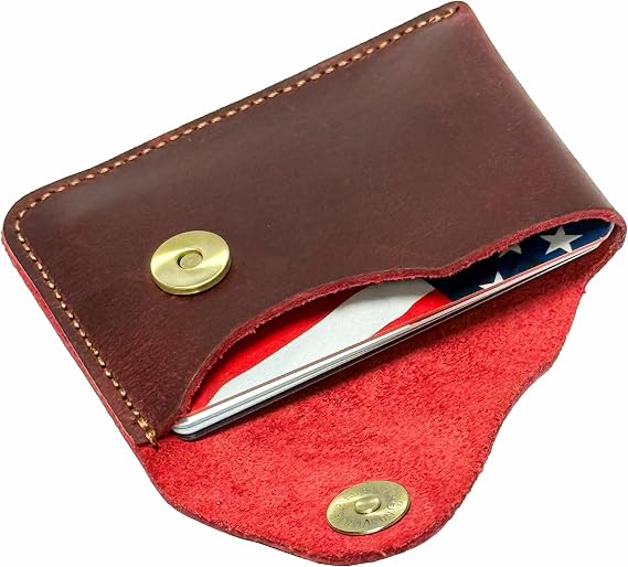 Slim Minimalist Leather Card Holder, Hand-Stitched Compact Front Pocket Card Case for Men & Women, Minimalist Wallets, Cardholder Wallet, Credit Card Holder with Magnetic Closure, Fathers Day Gift