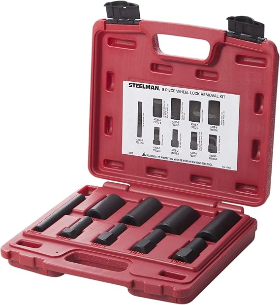 Steelman 9-Piece Hubcap and Wheel Lock Removal Kit, Twist Sockets, Hex Removers