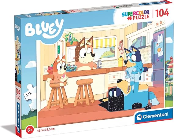 Clementoni - 27169 - Supercolor Puzzle Bluey - 104 Pieces - Jigsaw Puzzle for Kids Age 6 - Made in Italy