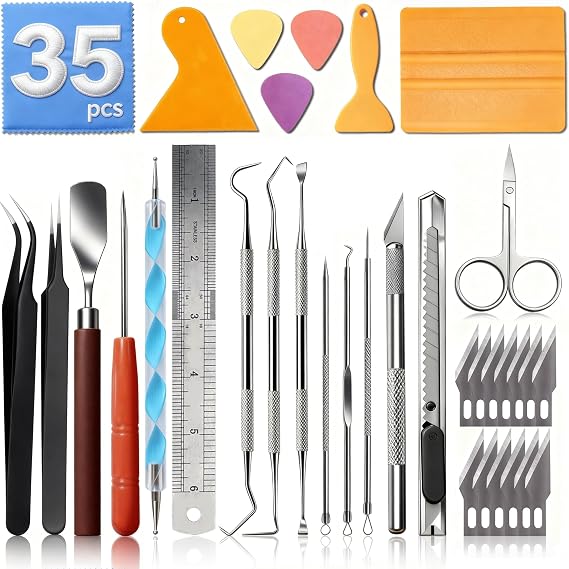 SHARKOOO 35 PCS Weeding Tools for Vinyl, Precision Craft Tools Set for Weeding Vinyl, Scrapbook Supplies Includes All Basics for Weeding, Scrapbooking, DIY Art