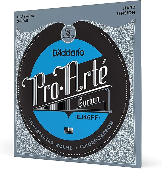 D'Addario Guitar Strings - Pro-Arte Classical Guitar Strings - EJ46FF Carbon Strings - Silver Plated Wrap, Composite Dynacore, Carbon Trebles - Hard Tension