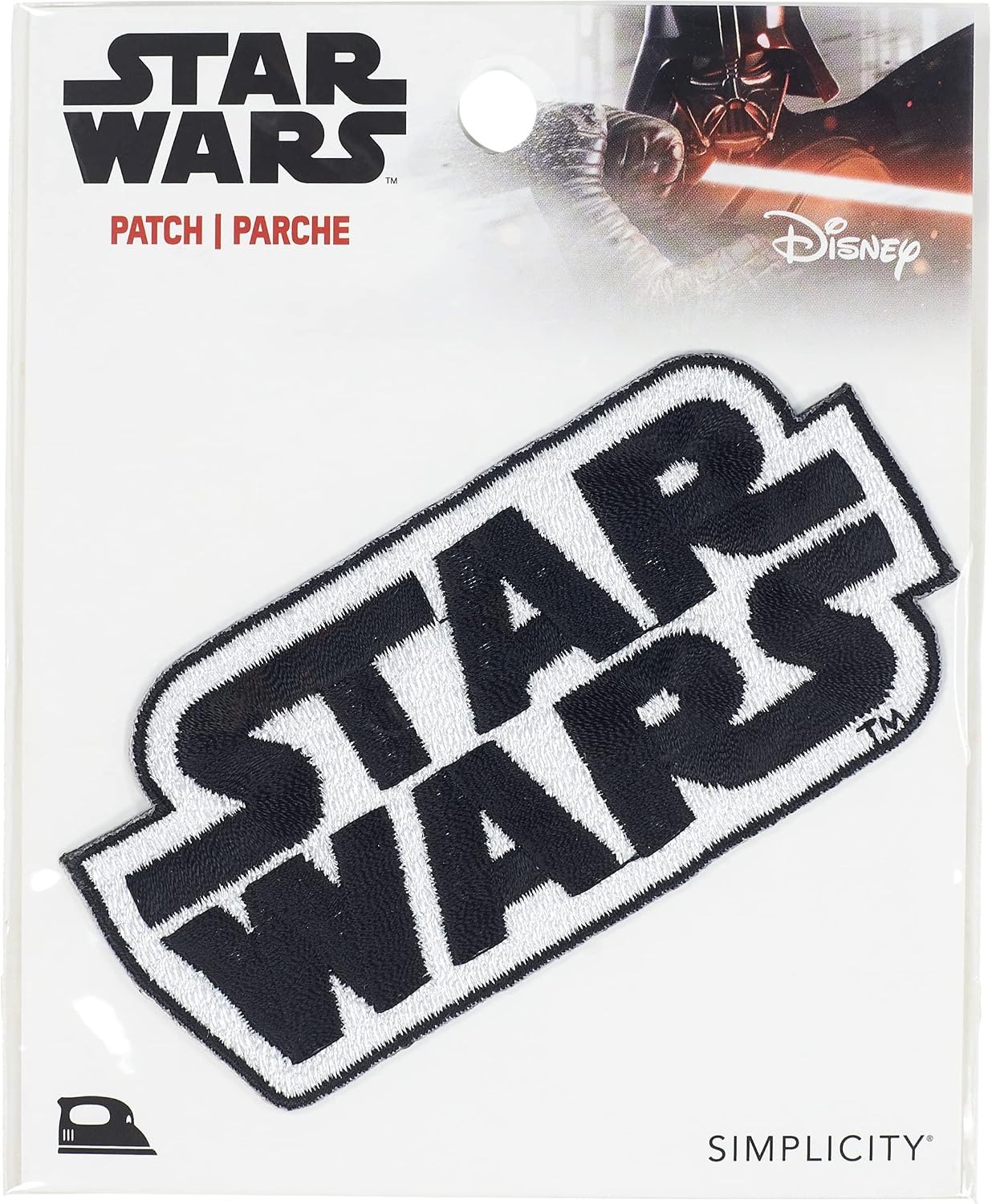 Simplicity Star Wars Logo Applique Iron-on Patch for Clothing, Jackets, and Backpacks, 3.75 W x 1.8 H