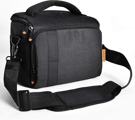 FOSOTO Waterproof (with Rain Cover) Shoulder Camera Case Bag Compatible for Nikon D5600 D750 D3300 Canon Rebel SL2 T7i EOS 80D 60D Sony A77II a68 a99II Travel DLSR SLR Camera Bags