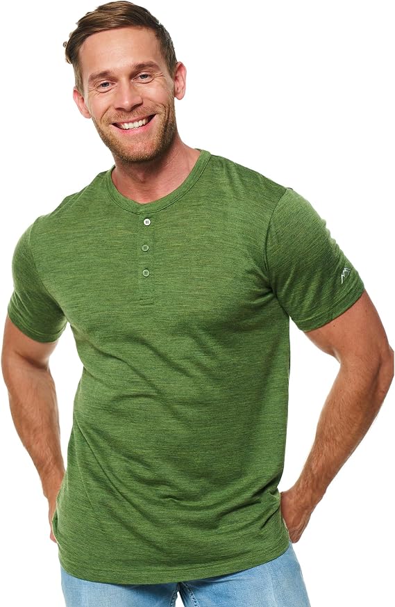 100% Merino Wool Shirt Men - Short Sleeve Top Sport Thermal Base Layer