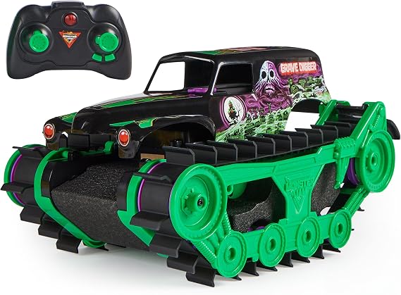 Monster Jam Grave Digger Trax All-Terrain RC Toy Truck, 1:15 Scale