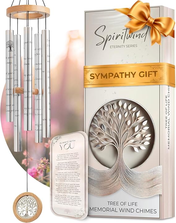 Tree of Life Memorial Wind Chimes for Loss of Loved One (32")