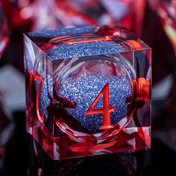 ARUOHHA Liquid Core DND Dice Set, Blood Sharp Edged Dragons Dice RPG Role Playing Games, Resin Blood Red Polyhedral Dungeons D and D Dice with Gift Box D20 D12 D10 D8 D6 D4