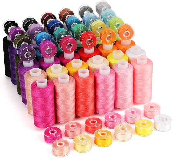 Coquimbo 72pcs Sewing Thread Kit, 36 Color Thread with 36 Same Color Bobbin | 400 Yards Polyester Thread Spools, Sewing Machine, Emergency, Home and DIY Use, Christmas Stocking Stuffers, Gifts for Women
