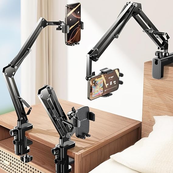 LISEN Cell Phone Holder for Bed Desk, Overhead Phone Mount iPhone Recording