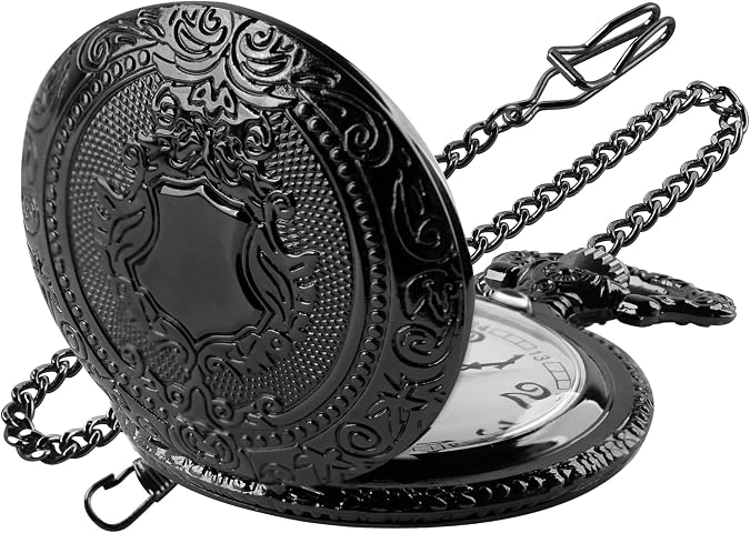 Shield Men's Pocket Watch, Arabic Numeral Digital Scale Men's Quartz Pocket Watch, Quartz Pocket Watches with Chain
