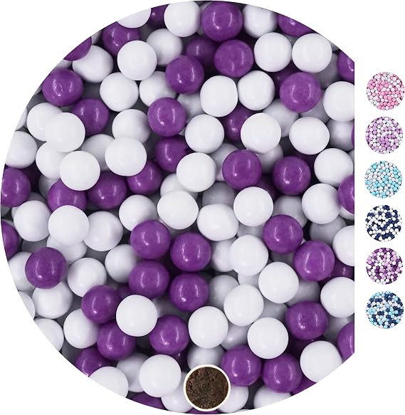 EinsSein 1kg Small Chocolate Balls White and Purple Shiny Chocolate Balls for Wedding, Christening, Communion, Confirmation - Ideal for Test Tubes - Alternative for Chocolates, Wedding Almonds, Sugar