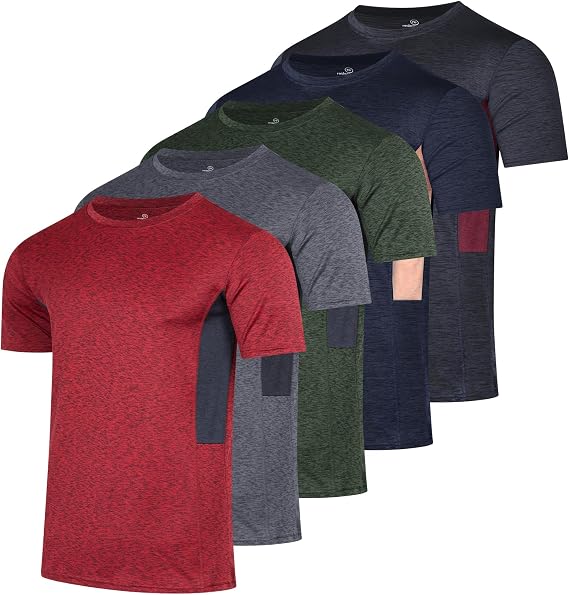 5 Pack Boys' Dry Fit T Shirts Athletic Short Sleeve Tees Kids Teens | Available in Sizes 4-18, Youth, Moisture Wicking, Golf, Soccer, Basketball, Activewear, Sports, School, Uniform, Baseball