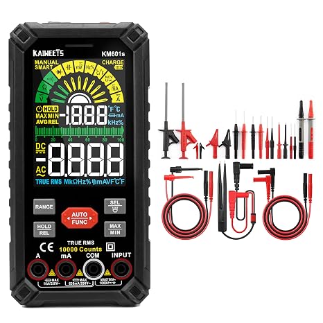 KAIWEETS Multimeter Tester 10000 Counts TRMS & 23PCS Multimeter Test Leads Kit