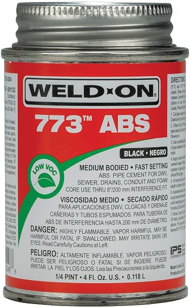 Weld-On 10246 773 ABS Solvent Cement, Black, 1/4 Pint