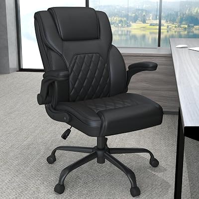 AnyGod Executive Office Chair, Comfy Ergonomic Computer Desk Chairs with Flip-up Armrests, Lumbar Support, High Back, 360 Swivel and Rocking Function for Home Office