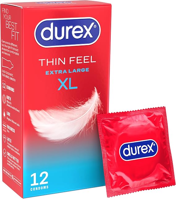 Durex Thin Feel XL, 12 Condoms, Silicone Lubricated