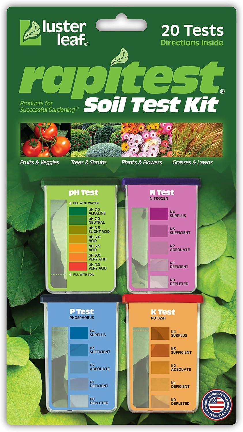 Luster Leaf 1601 Rapitest Test Kit for Soil pH, Nitrogen, Phosphorous and Potash, 1 Pack