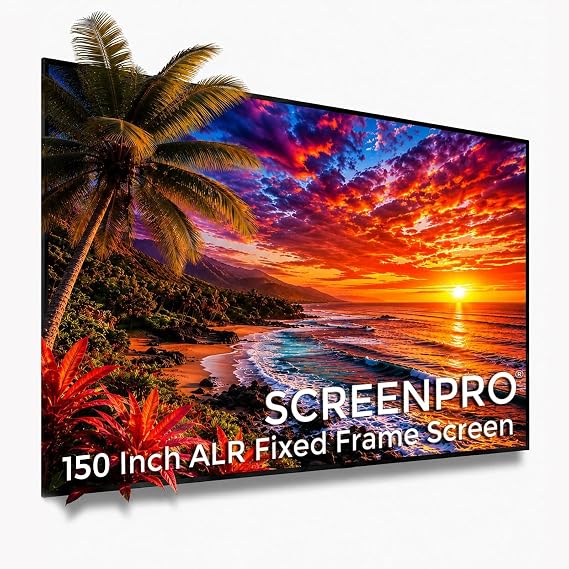 150" ALR Fixed Frame Projector Screen, 16:9 4K, for UST