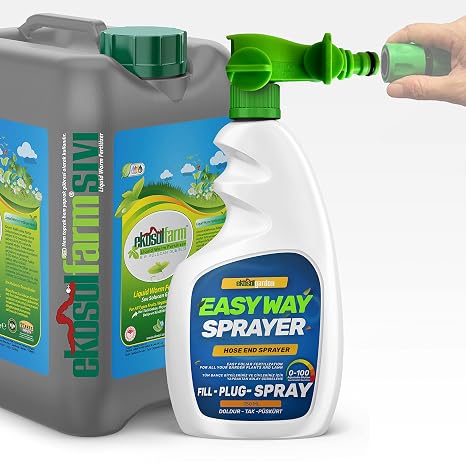 EkosolFarm EkosolFarm Sıvı Solucan Gübresi 10 Lt + EasyWay Hortum Ucu Sprayer EWB Çim ve Tüm Bahçe Bitkilerine Uygun Sıvı Gübre