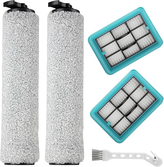[4 Pack] For Bissell Crosswave Replacement Parts 3831, Roller Brush & Filter Replacement For Bissell 3831, HF2, 3845, 3847, 3848, Boost Cleaning Power & Extend Vacuum Life
