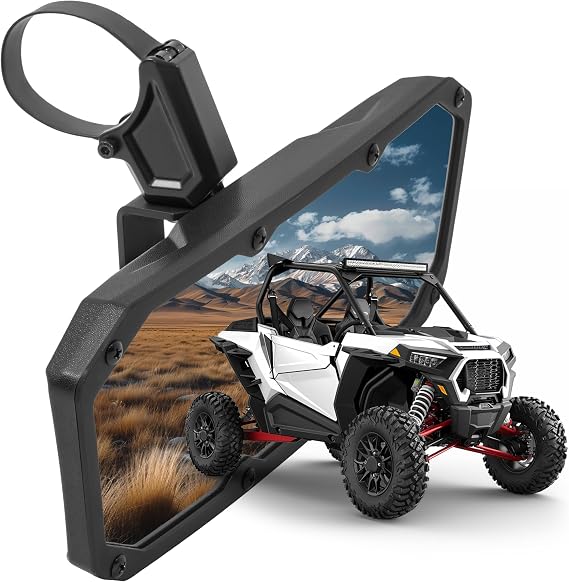 UTV Rear View Mirror for 1.5"-2" Roll Cage Adjustable Viewing Angle Compatible with Polaris RZR Series XP 1000 Maverick X3 Honda Pioneer Arctic Cat