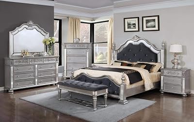 GTU Furniture Kenton Panel Wooden QueenKing Bedroom Set King Size Bed, 7Pc