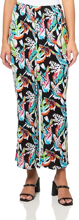 SLIM-SATION Elastic Shirred Waist Pull On Wide Leg Crop Pant
