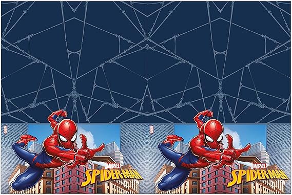 Procos 93866 Spiderman Crime Fighter Tablecloth Size 120 x 180 cm Plastic Wipe-Clean Birthday Theme Party