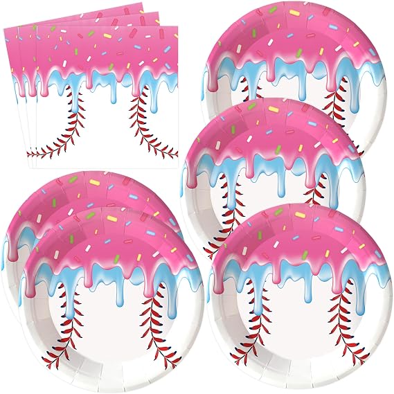 50PCS Fall Maple Leaves Paper Plates and Napkins, Ice Cream Drip Baseball