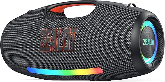 ZEALOT 250W Big Bluetooth Speaker with Bass, Portable Speaker with Subwoofer, Gift for Men, Wireless Speaker for Party, HiFi Stereo, IPX6 Waterproof, EQ, LED, 48000mAh, Outdoor, Pool, Beach