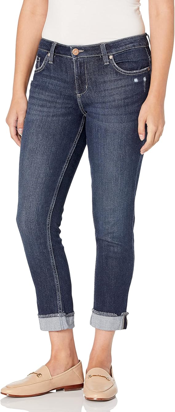 Riders by Lee Indigo Womens Fringe Cuff Boyfriend Jean