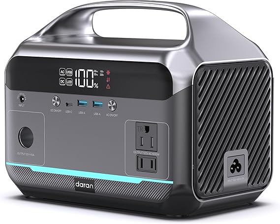 Portable Power Station 600W, 288Wh Solar Generator LiFePO4 Battery Backup, Power Bank with AC Outlet 110V, PD 100W Output Fast Charging for Home Use, Emergency, RV & Camping Essentials (1200W Surge)
