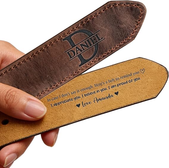 Custom Dad Belts Leather Mens Gift Unique, Tan Dress Belt to My Fiance, Husband, Men Customized Father Days Gifts for Him, Husband Birthday Anniversary Personalized Gifts for Men Boyfriend Hubby