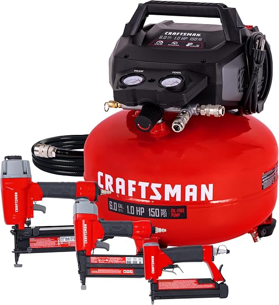 Craftsman 6Gal Pancake Air Compressor 4-Tool Combo Kit, Oil-Free, 150 PSI