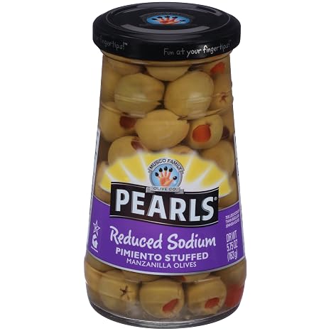 Pearls 5.75 oz. Reduced Salt Pimiento Stuffed Manzanilla Olives