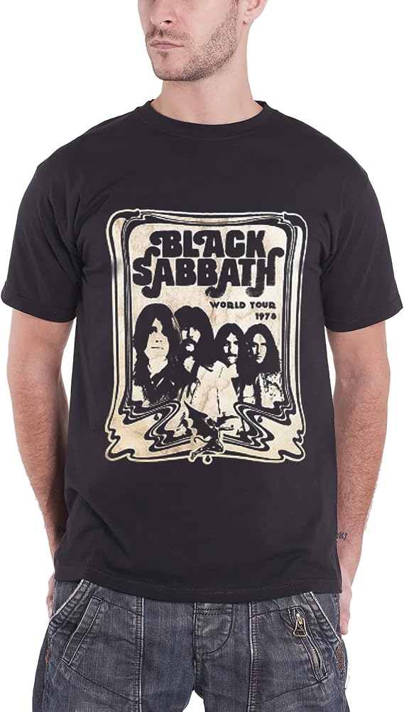 Black Sabbath World Tour 78 Group Shot Official Mens Black T Shirt Size XL