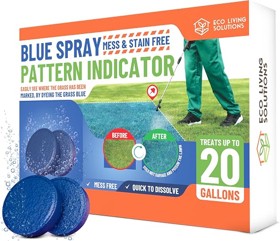 Eco Living Solutions - Concentrated Blue Spray Pattern Indicator Effervescent Tablets | MESS & STAIN FREE | Weed Spray Dye | Dye for Herbicide & Fertilizer | Quick To Dissolve | Makes Up To 20 Gallons