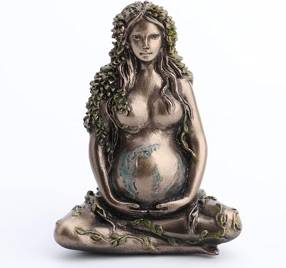 Veronese Design 2.5" Mother Earth Gaia Sitting Lotus Pose Resin Figurine Painted Bronze Finish