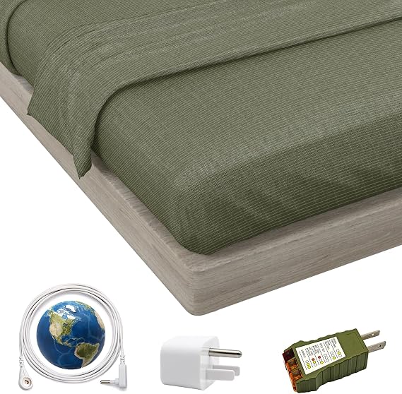 Earthing Grounding Fitted Sheet with Earth Connection Cable 5% Pure Silver Fiber and 95% Cotteon Conductive Bed Sheet Deep Pocket 18240TC