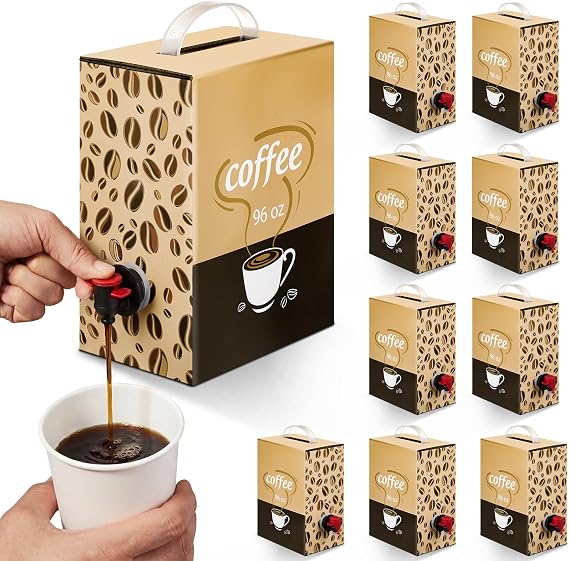 Dandat 10 Pcs 96 oz Disposable Coffee Dispensers with Spigot Durable Insulated Hot & Cold Beverage Container Leakproof Coffee to Go S Box for Parties Office Events Catering Services