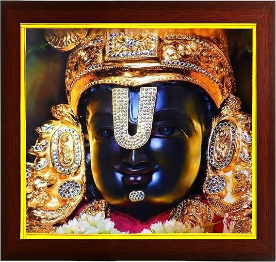 zig zag Lord Sri Tirupati Venkateshwara Swamy Large Photo With Frame For Wall Hanging/pooja room Size Big (18x18 inches, Acrylic Glass) square
