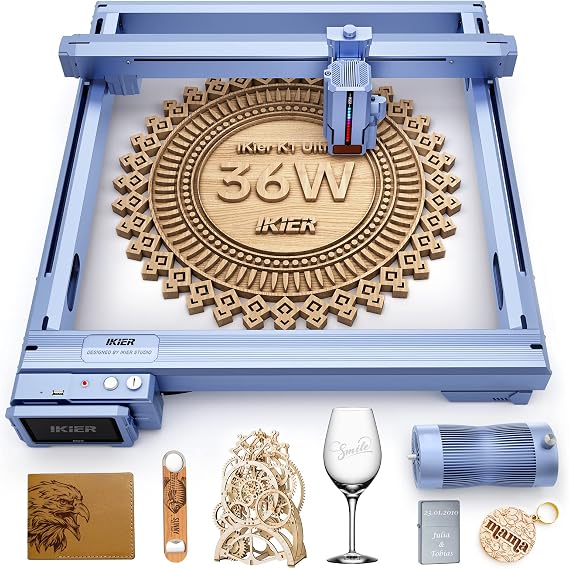 IKIER K1 Ultra Laser Engraver with Auto Air Assist 36W Output Laser Cutter DIY Laser Engraving Machine Laser Engraver for Wood, Metal, Acrylic,Leather and more