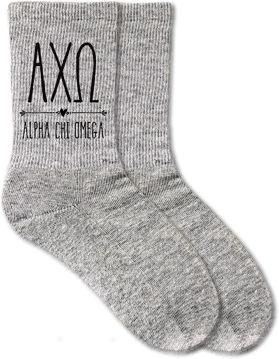 Sorority Crew Socks for Women - Custom Printed Boho Letters on Socks