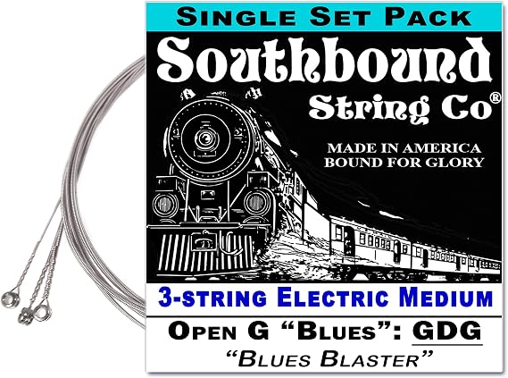 Electric Medium "Blues Blaster" 3-String Cigar Box Guitar Strings - Low Open G - GDG c