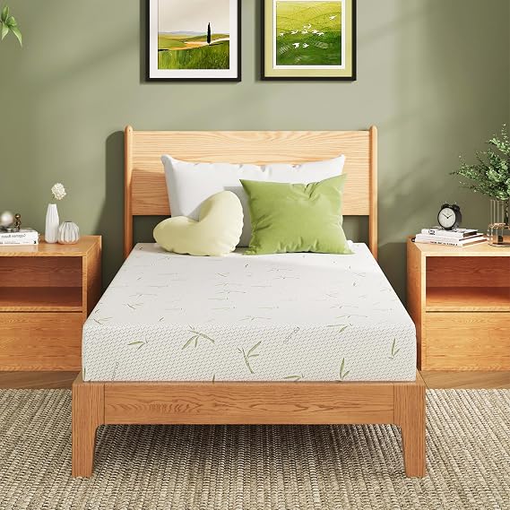 EGOHOME 20cm Double Mattress, Cooling Green Tea Gel Memory Foam for Pressure Relief, Medium Firm Support, Fiberglass Free, Bed in a Box, CertiPUR-US Certified